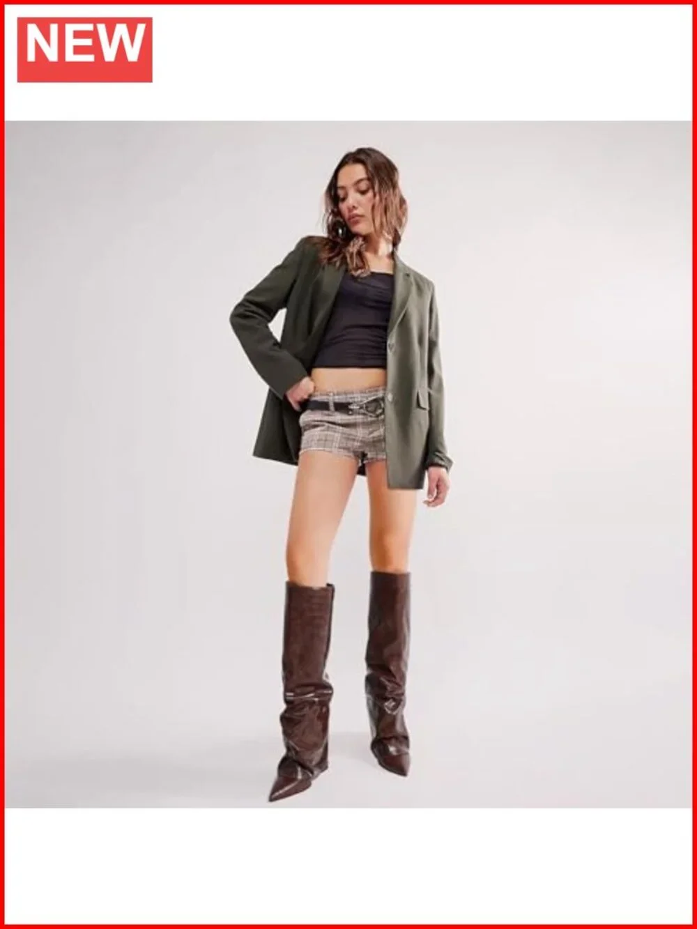 Croc Embossed Wide Calf Knee High Boots 10cm Chunky Block Heel Slip On